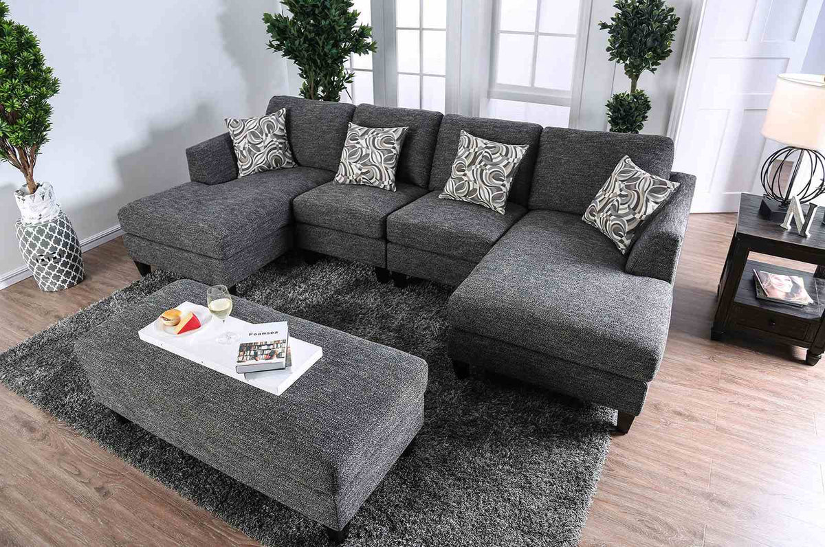 Lowry Gray Sectional with Ottoman