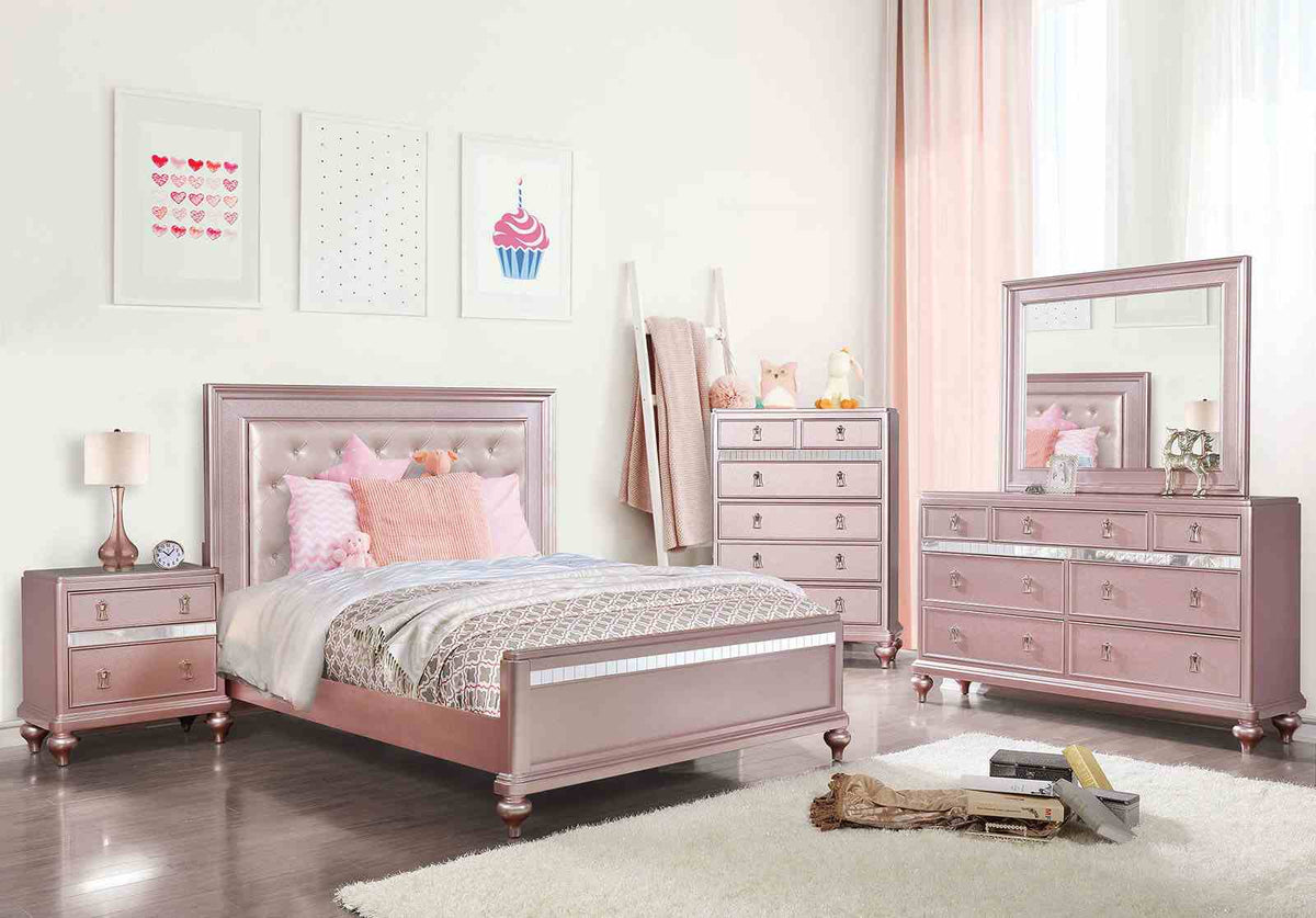 Ariston Rose Gold 4-Piece Queen Bedroom Set