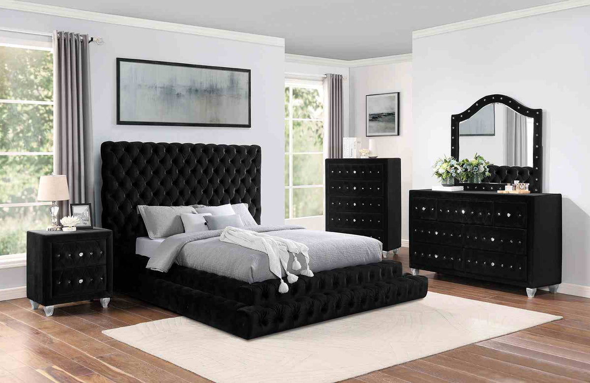 Stefania Black 5 Pc Queen Bedroom Set