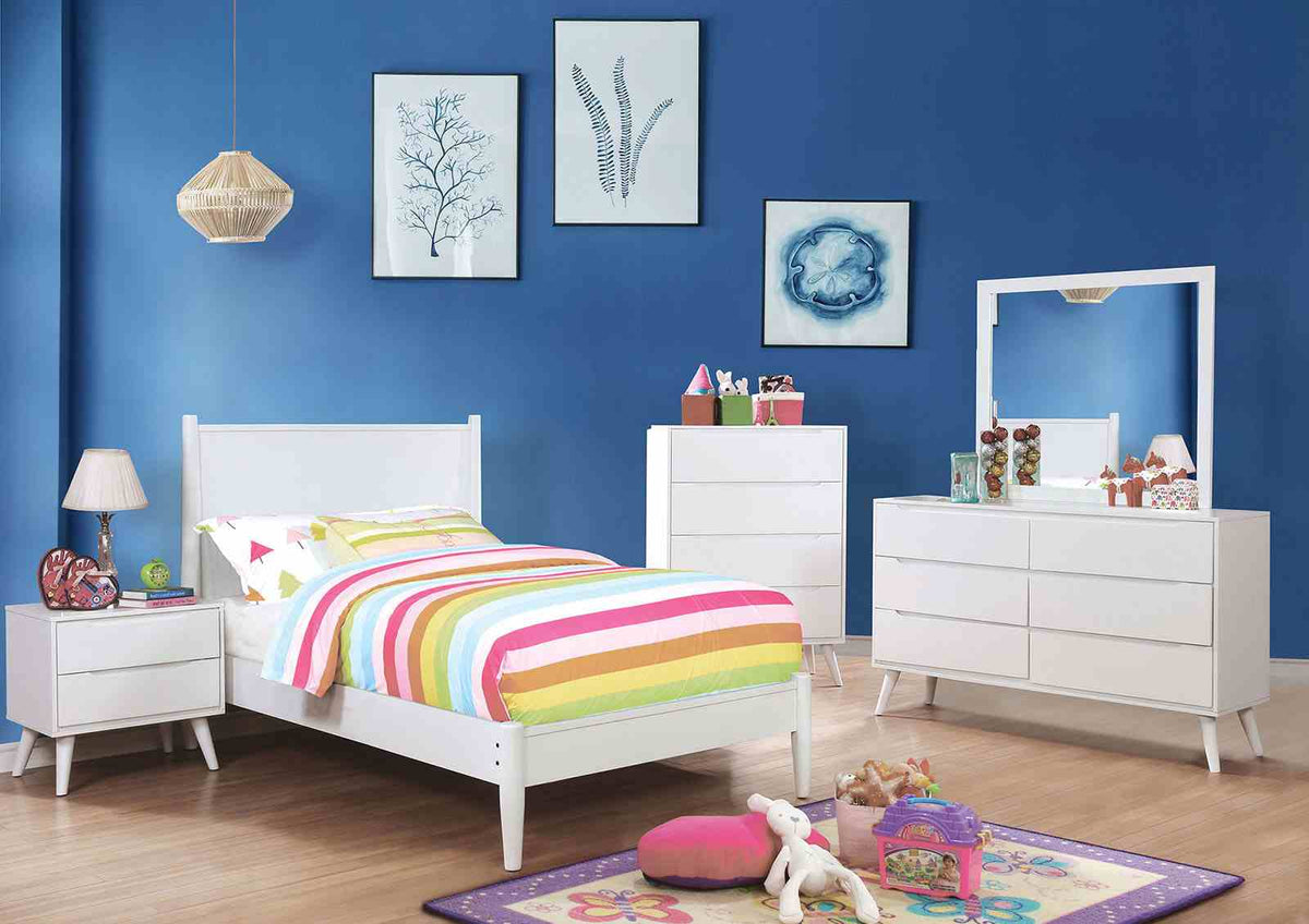 Lennart White Twin Bed
