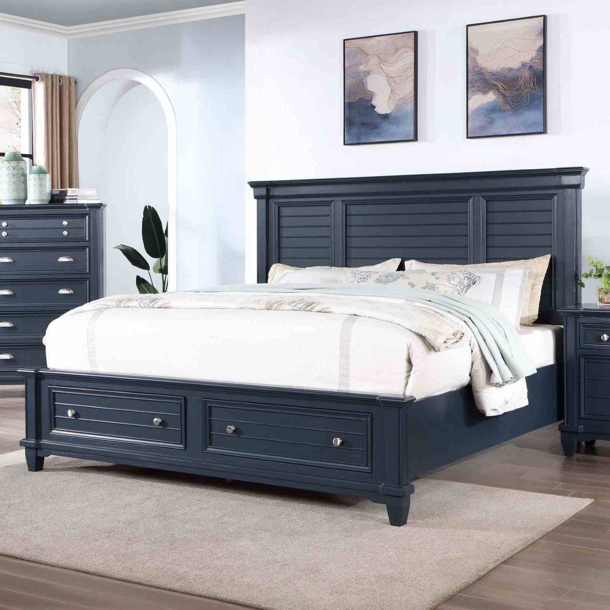 Manzanillo Slate Blue Queen Storage Bed