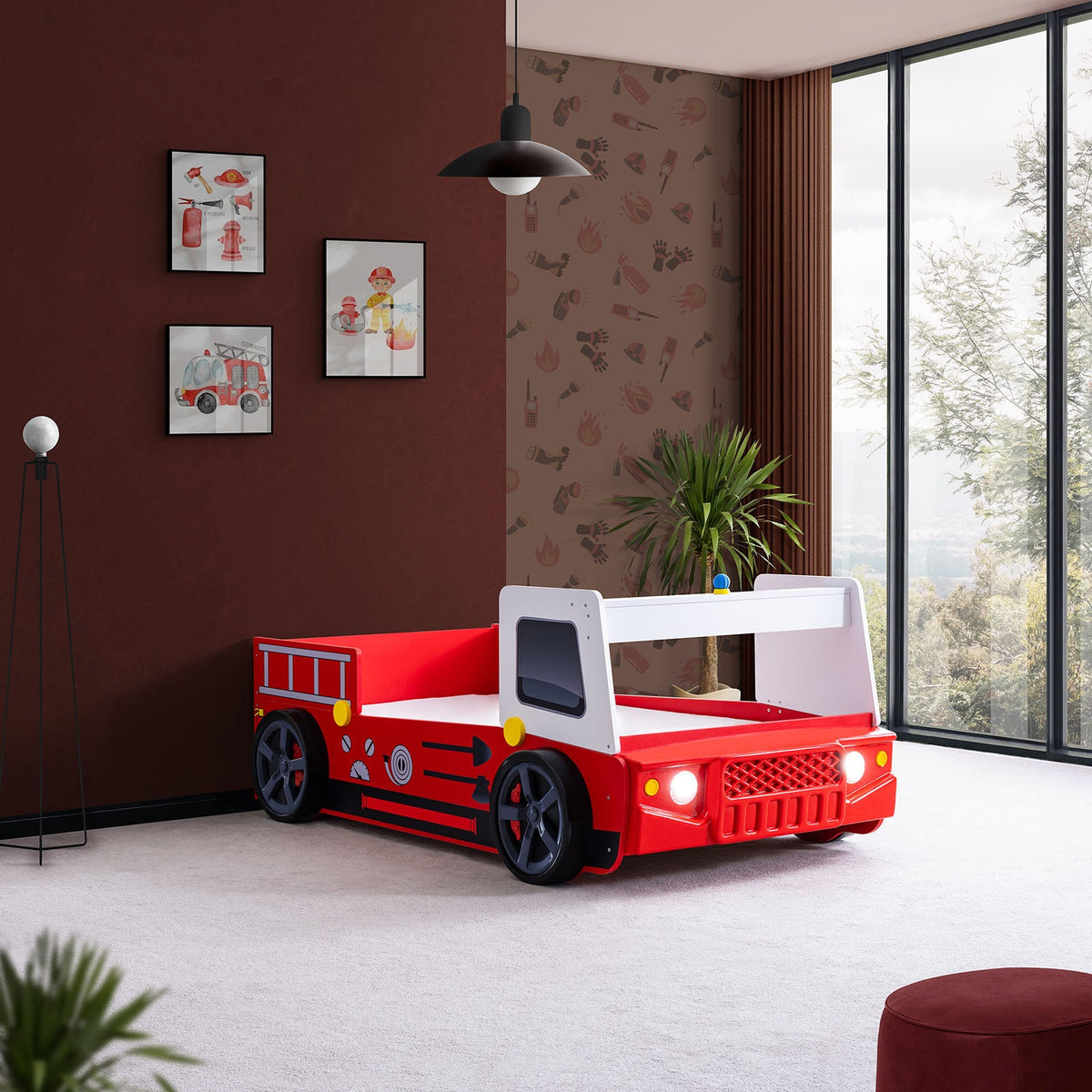 Firestall Red Twin Bed
