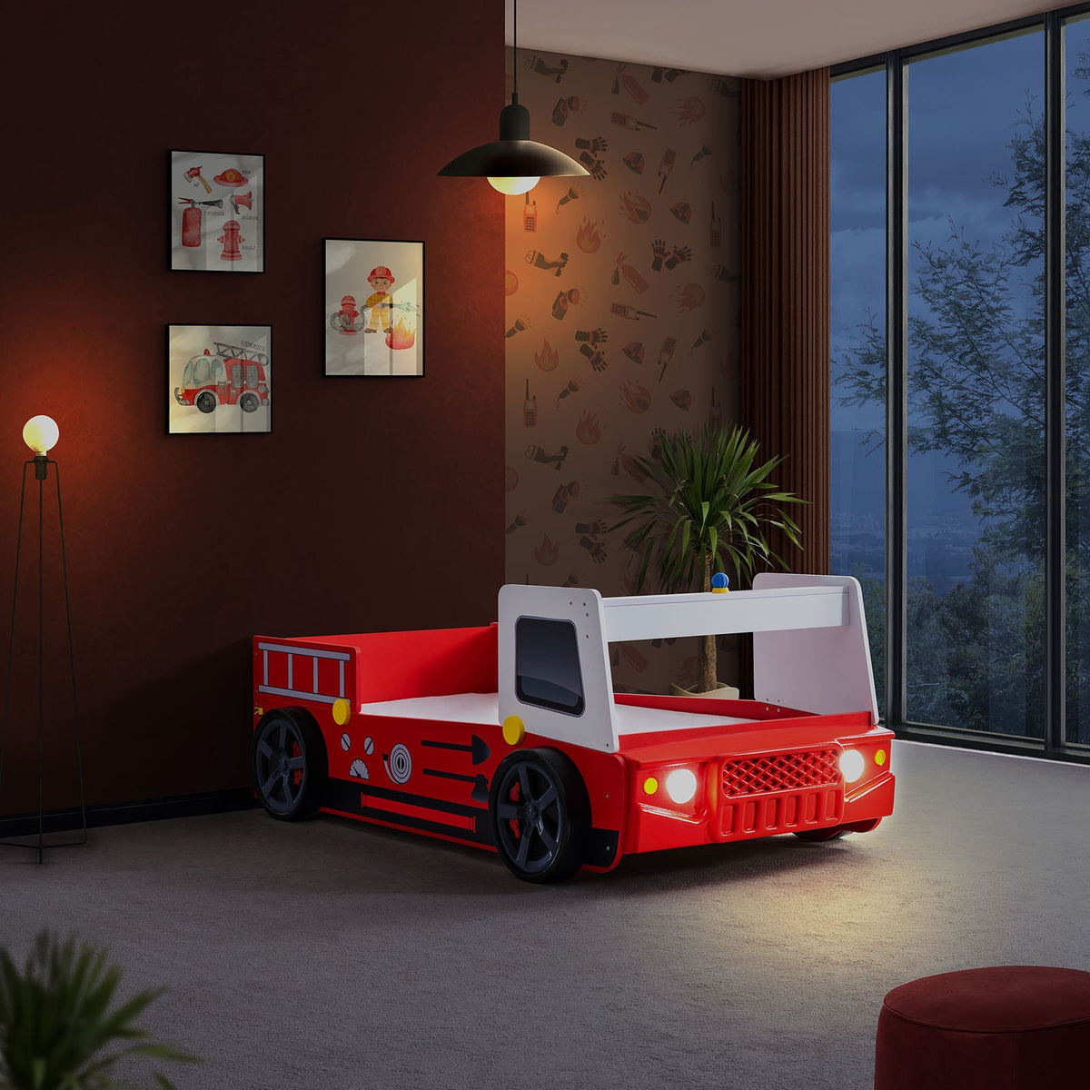 Firestall Red Twin Bed