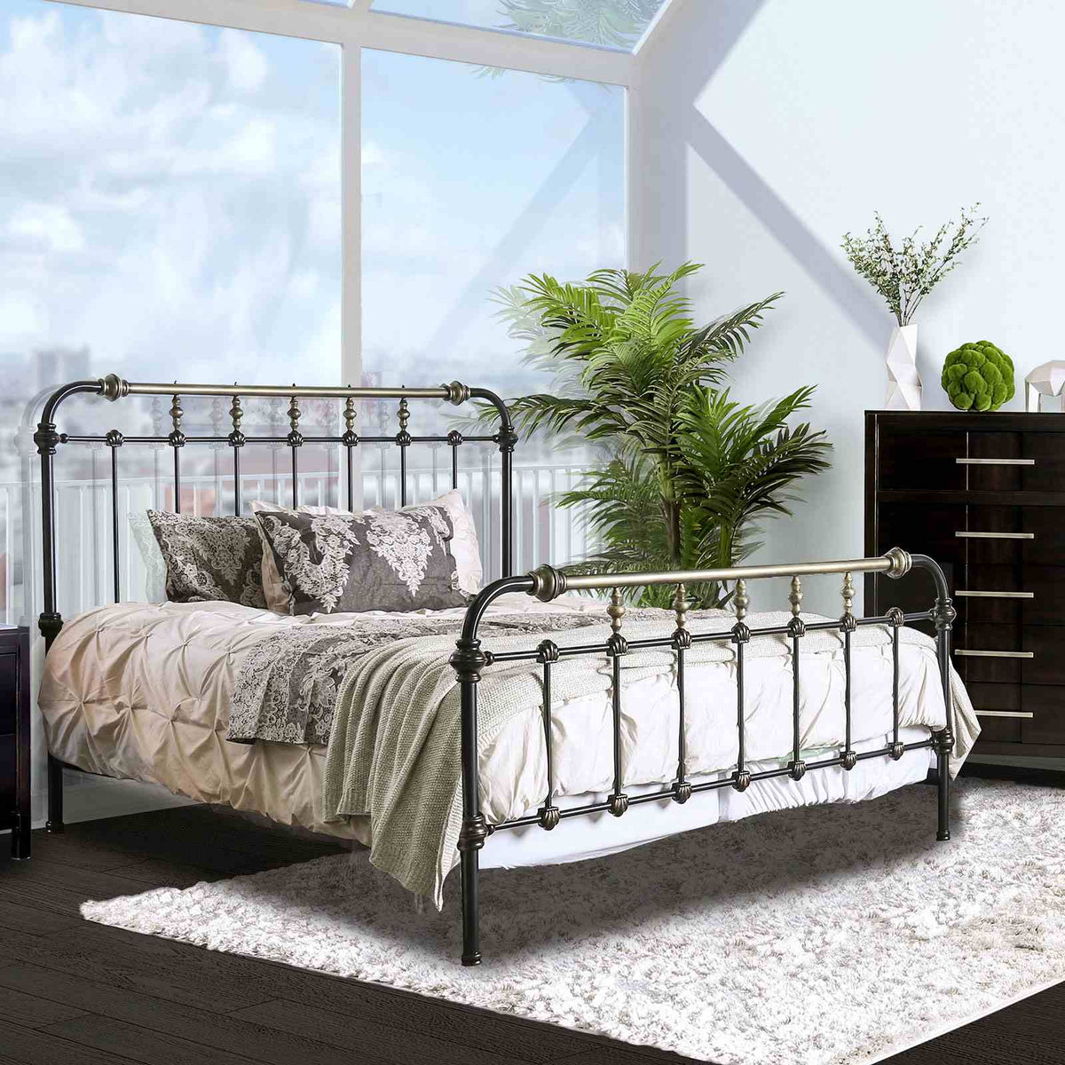 Riana Antique Black Twin Bed