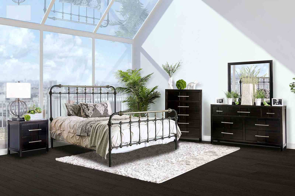 Riana Antique Black Queen Bed