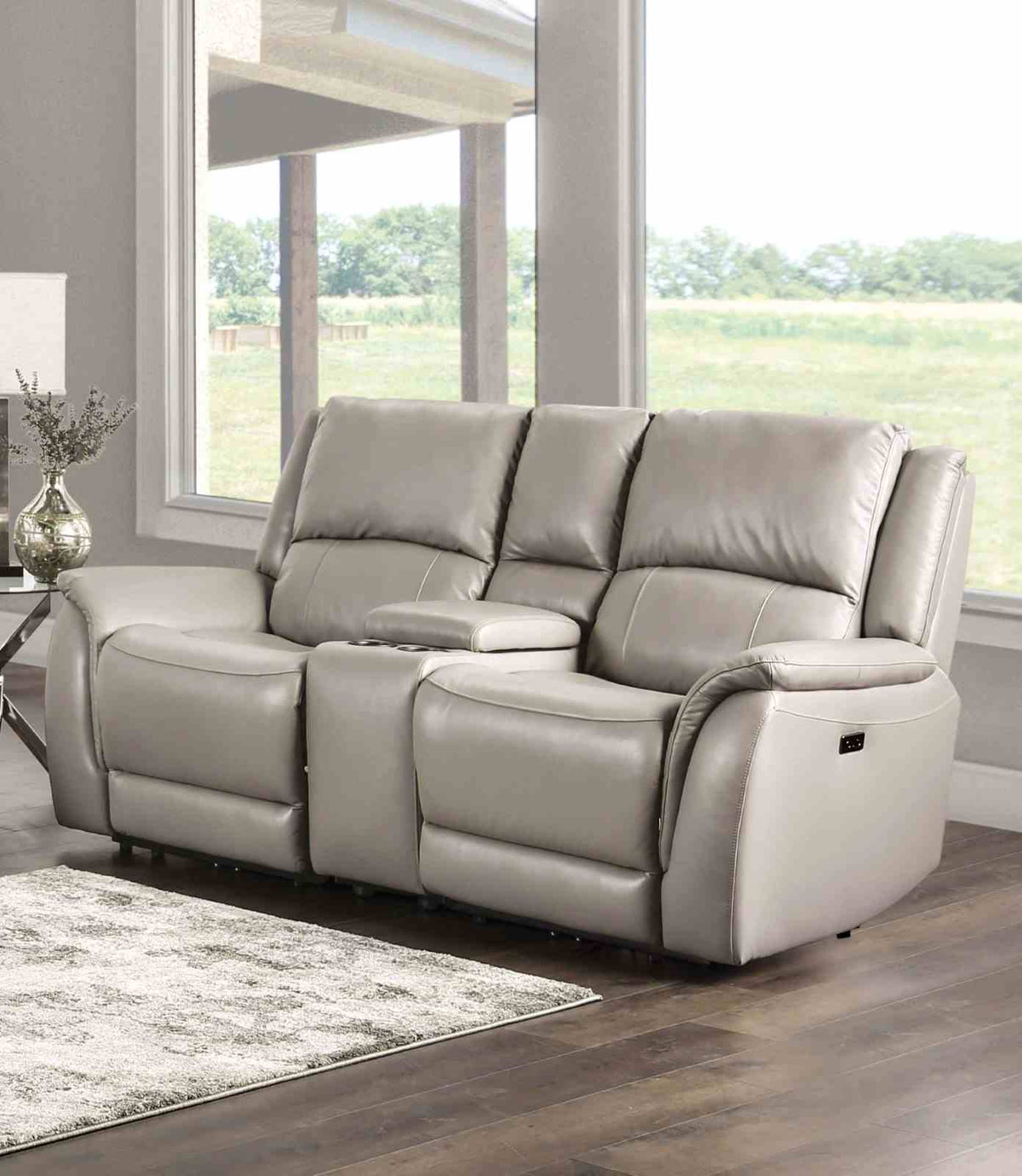 Gorgius Light Gray Power Loveseat
