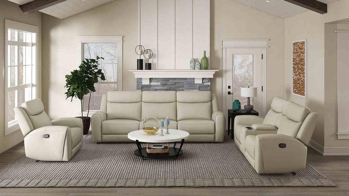 Jacobus Beige Manual Recliner Sofa