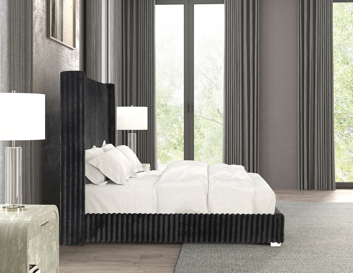 Cadwell Black Queen Upholstered Platform Bed