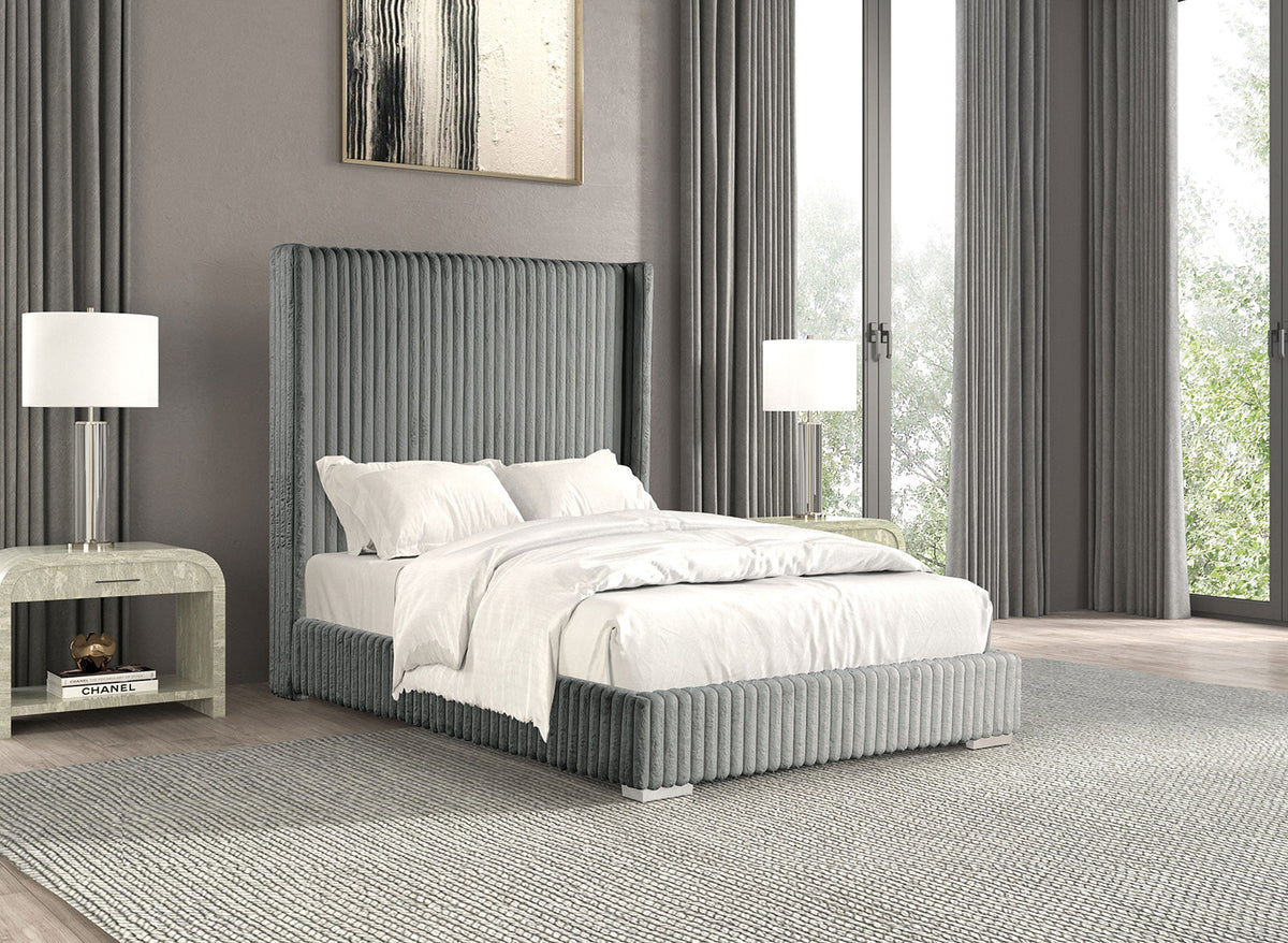Cadwell Gray Queen Upholstered Platform Bed