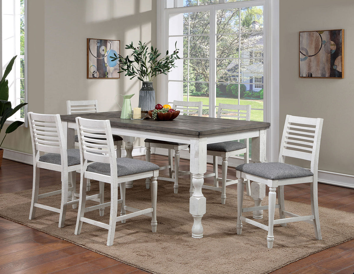 Calabria Antique White/Gray Counter Ht. Table