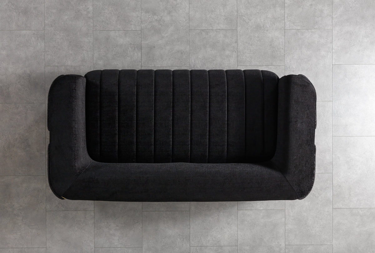 Carlina Black Velvet Loveseat