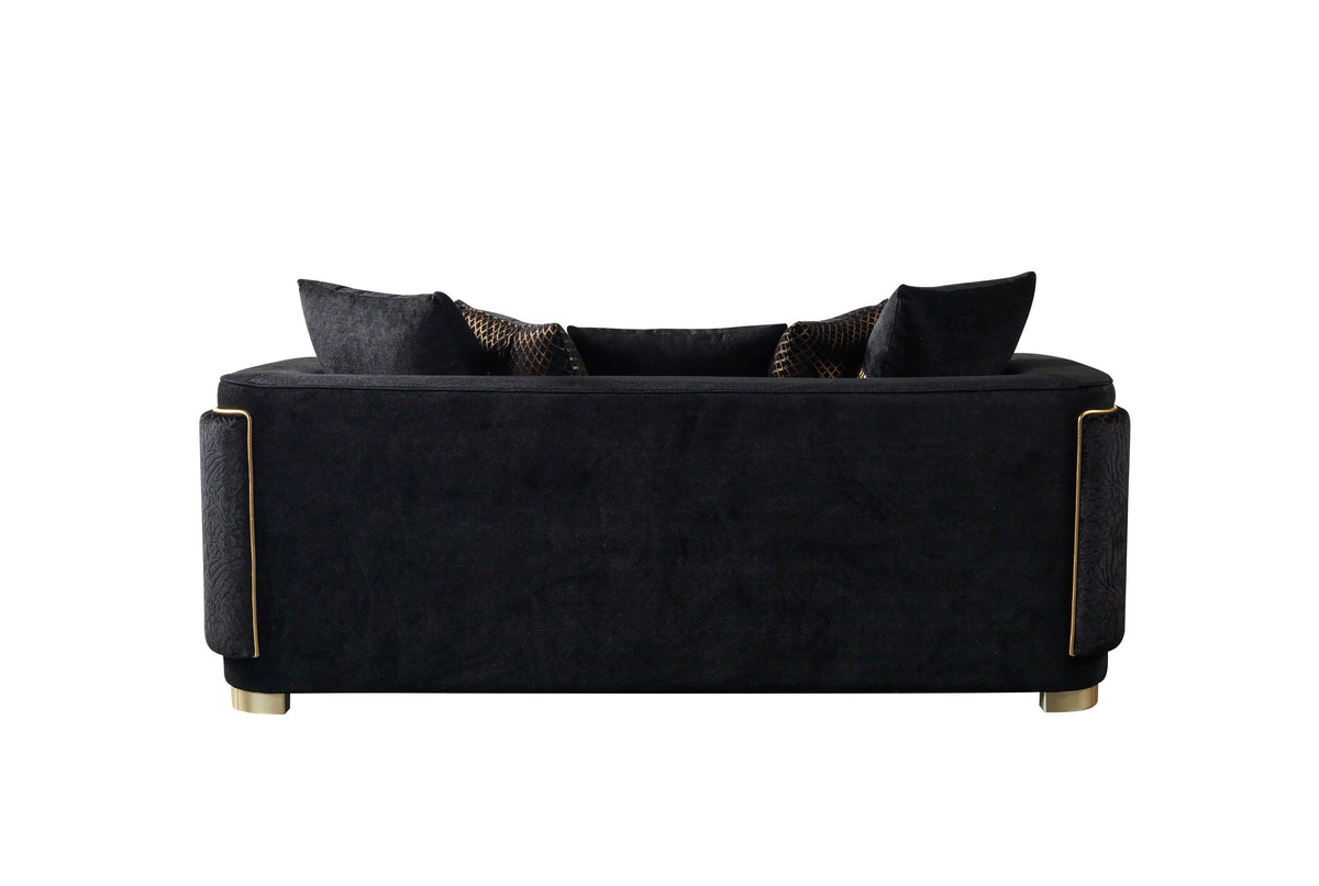 Carlina Black Velvet Loveseat