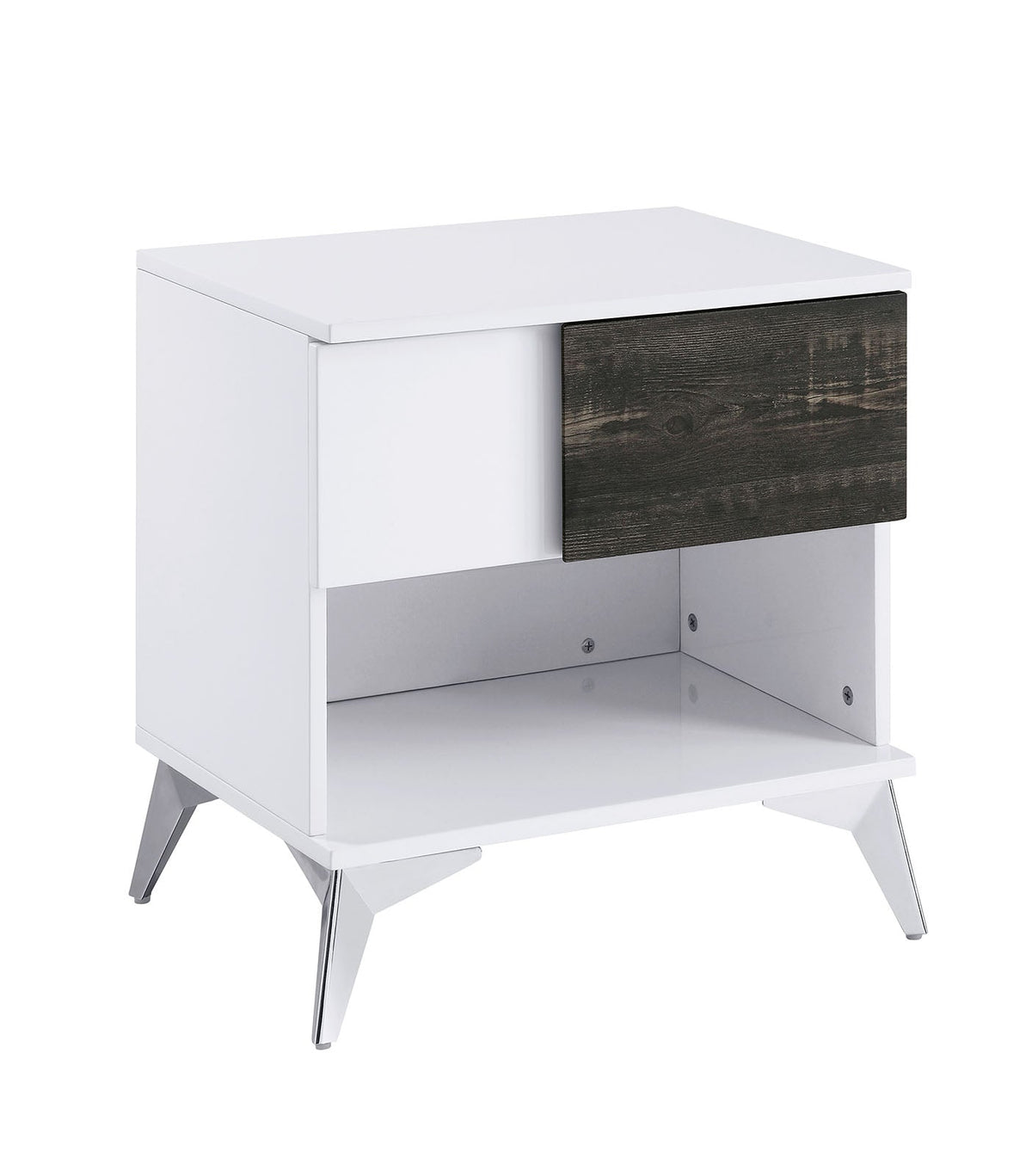 Corinne White/Distressed Dark Oak End Table