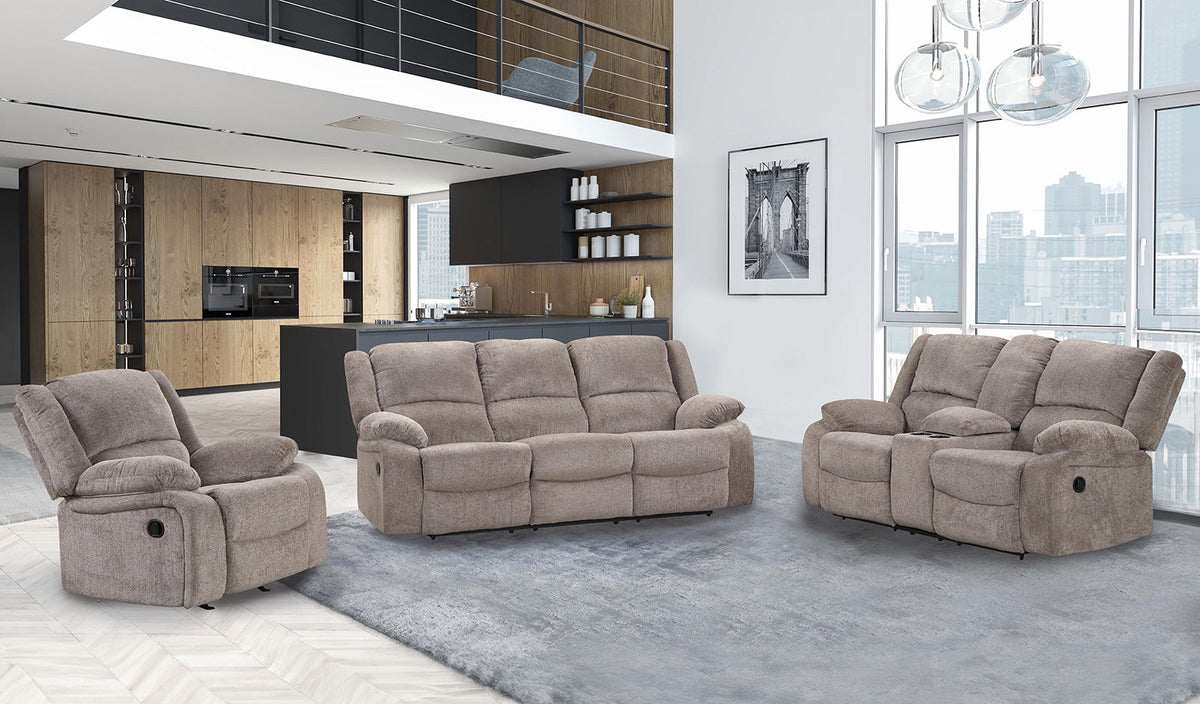 Cosimo Mocha Transitional Reclining Living Room Set