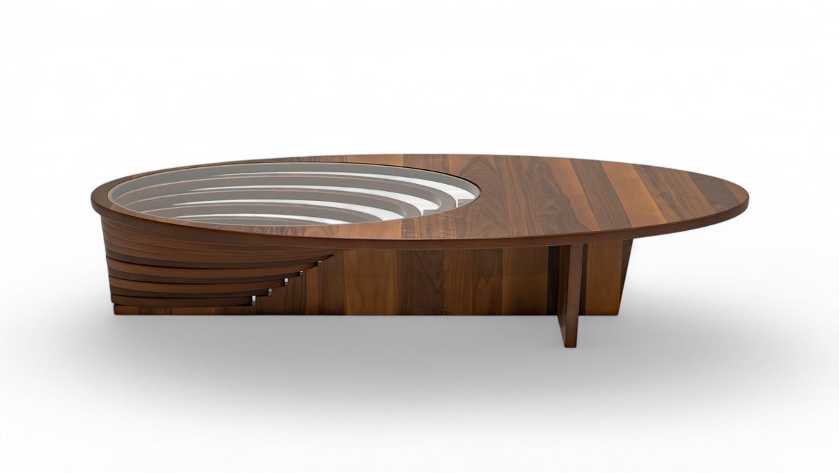 Ellipse Walnut Sculptural Coffee Table