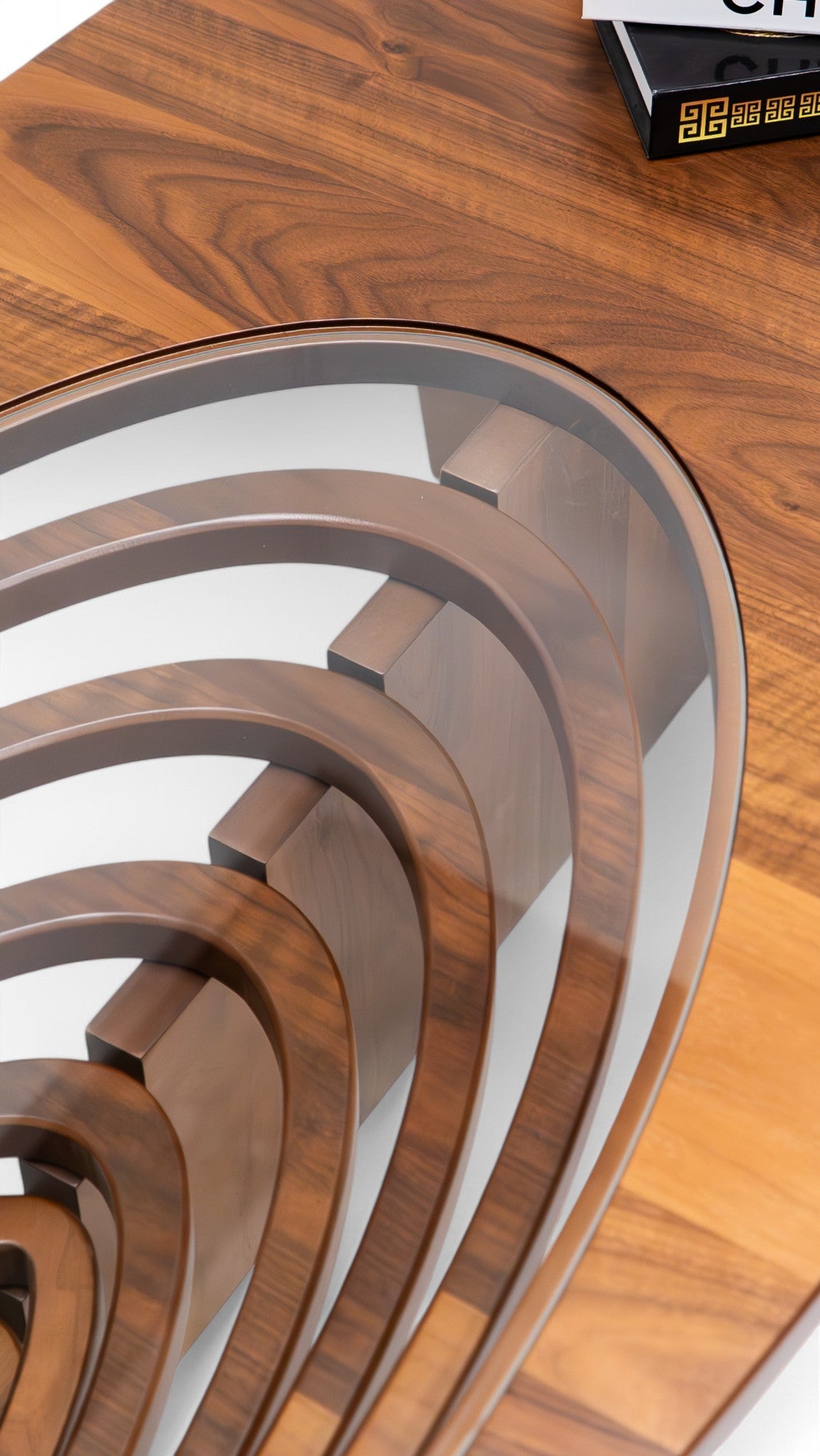 Ellipse Walnut Sculptural Coffee Table