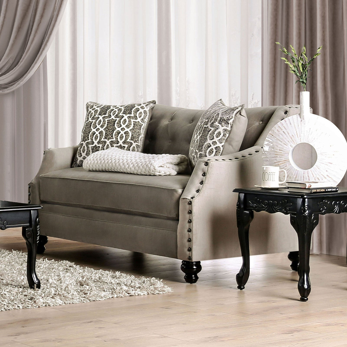 Ezrin Light Brown Transitional Living Room Set