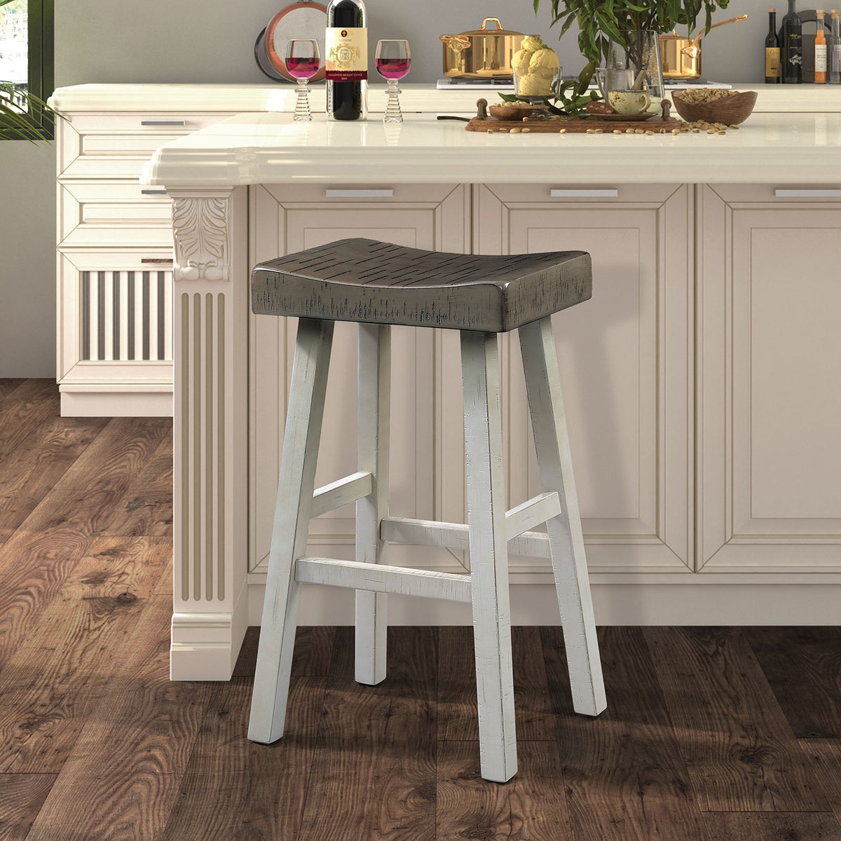 Biasca Gray/White 29" Stool