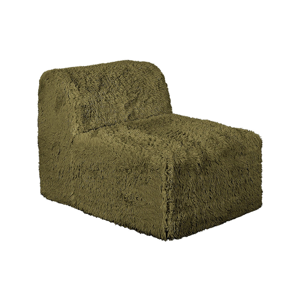 Nappi Olive Green Compressed Foam 7-Piece Sectional with Ottoman