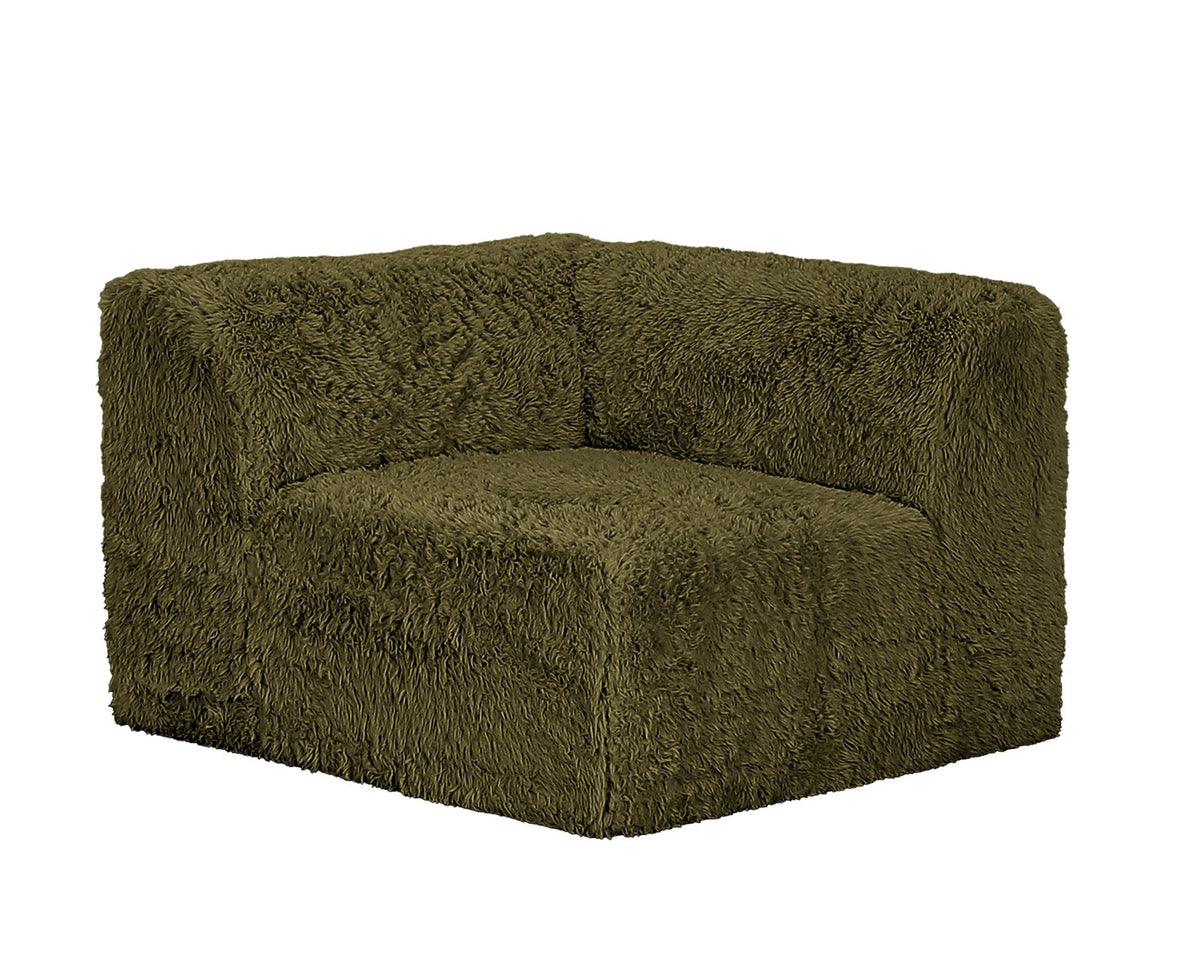 Nappi Olive Green Compressed Foam 7-Piece Sectional with Ottoman