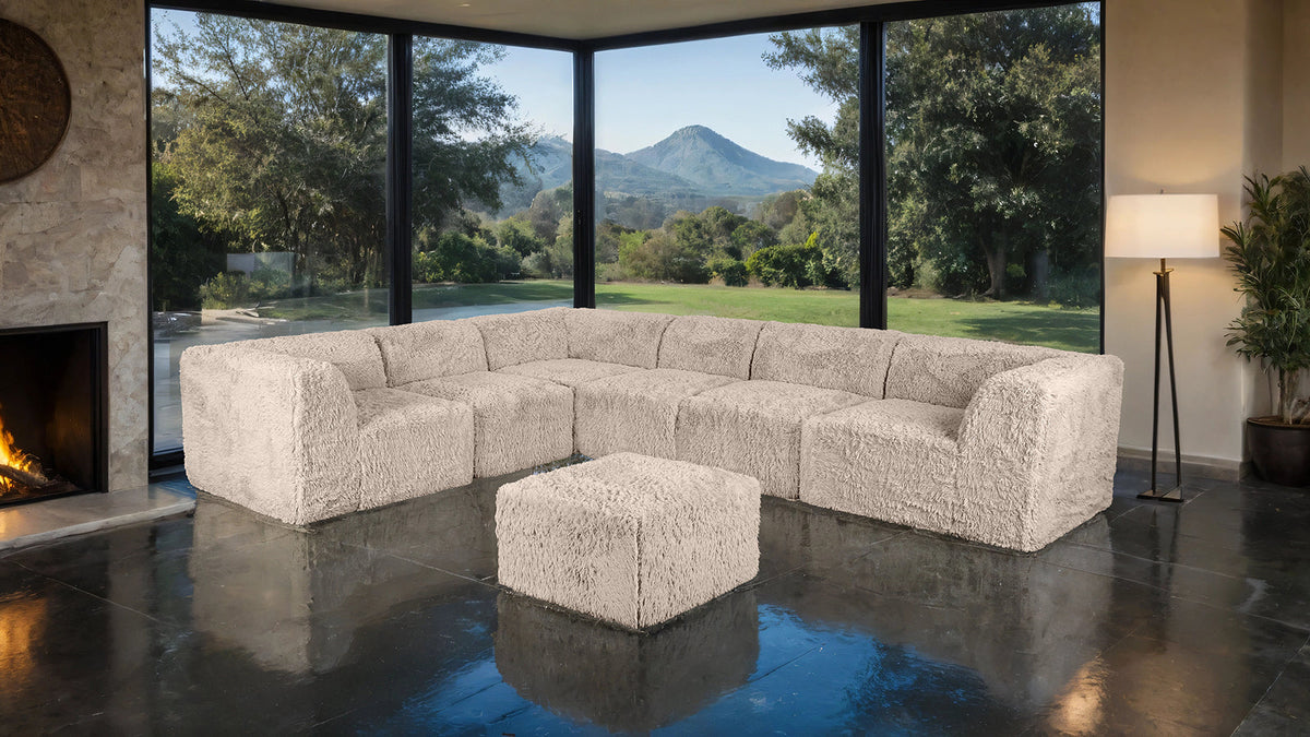 Nappi Taupe Compressed Foam 7-Piece Sectional with Ottoman