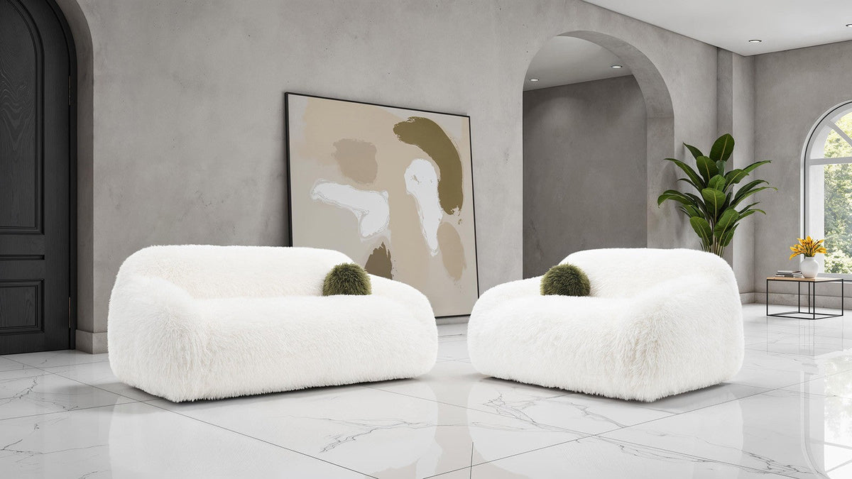 Darwen White Contemporary Living Room Set