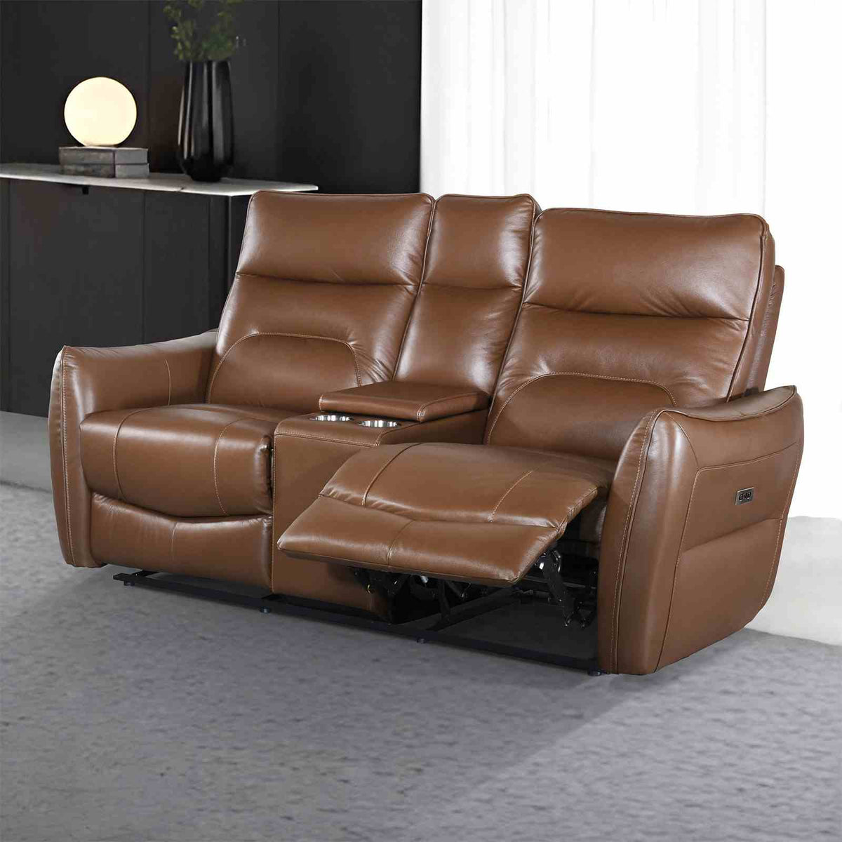 Terentius Caramel Brown Contemporary Power Reclining Living Room Set