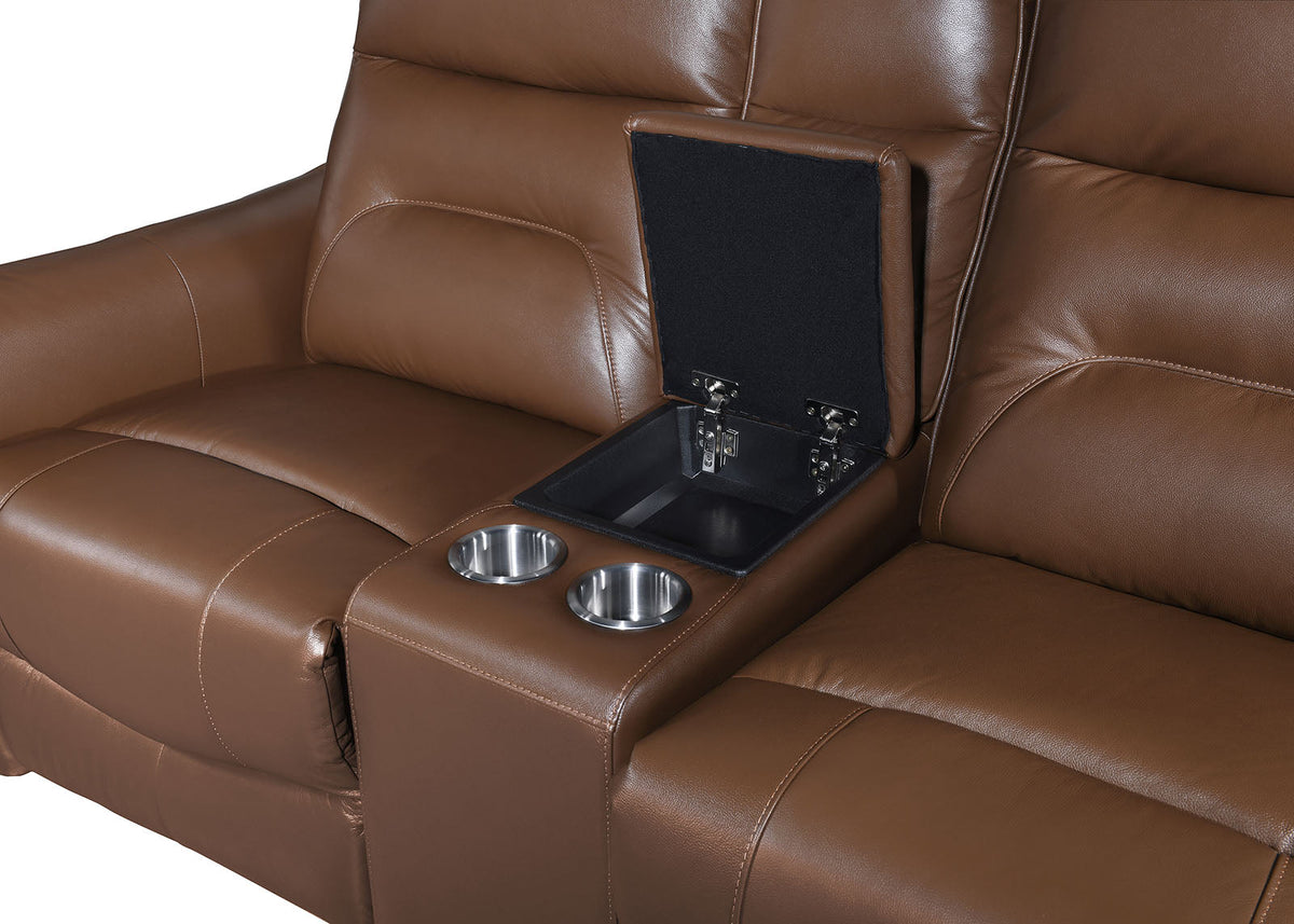 Terentius Caramel Brown Contemporary Power Reclining Living Room Set