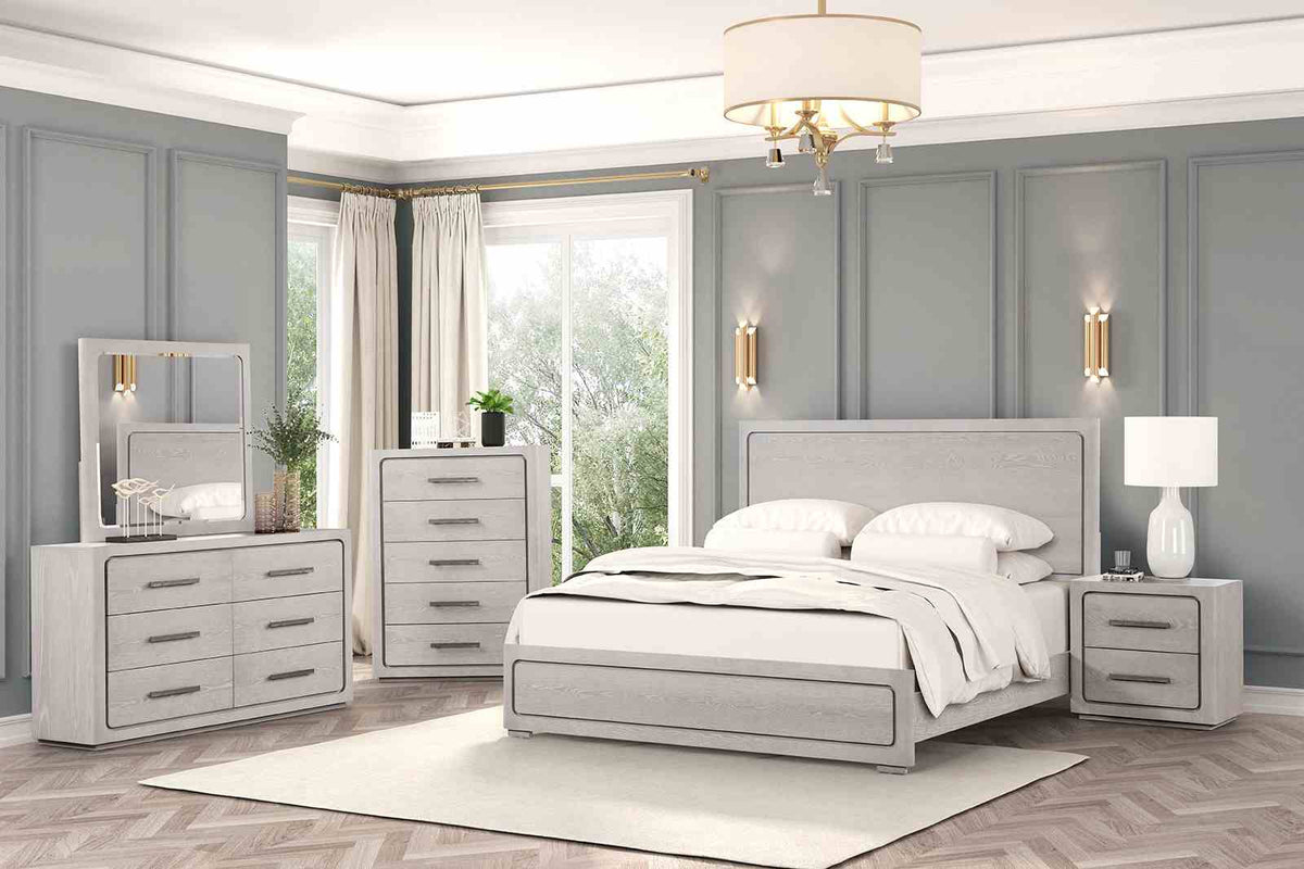Crowthorne White Oak Queen Panel Bed