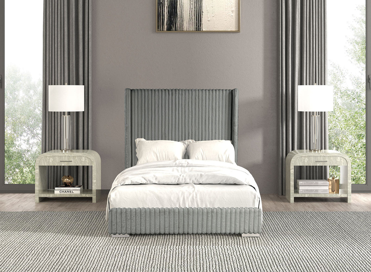 Cadwell Gray King Upholstered Platform Bed