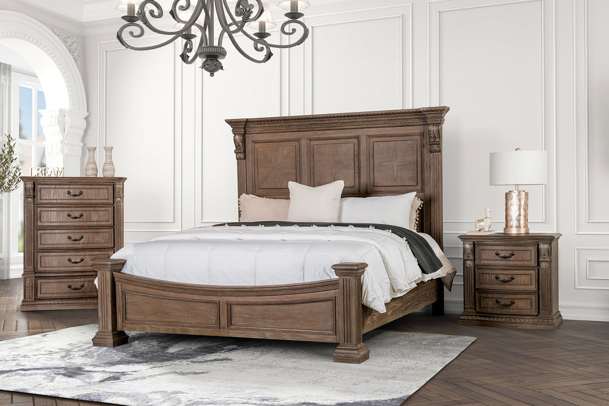 Seven Oaks Weathered Oak Queen Bed