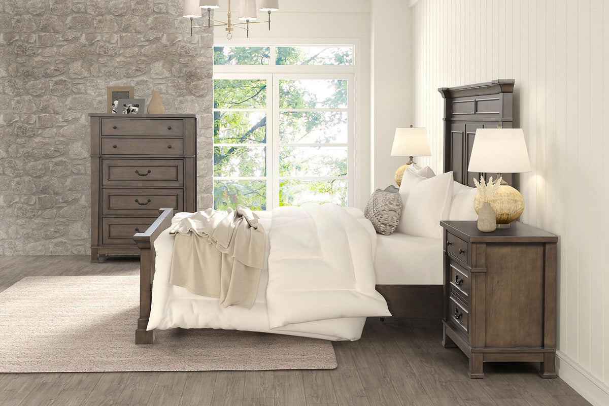 Huddersfield Dark Walnut Queen Panel Bed