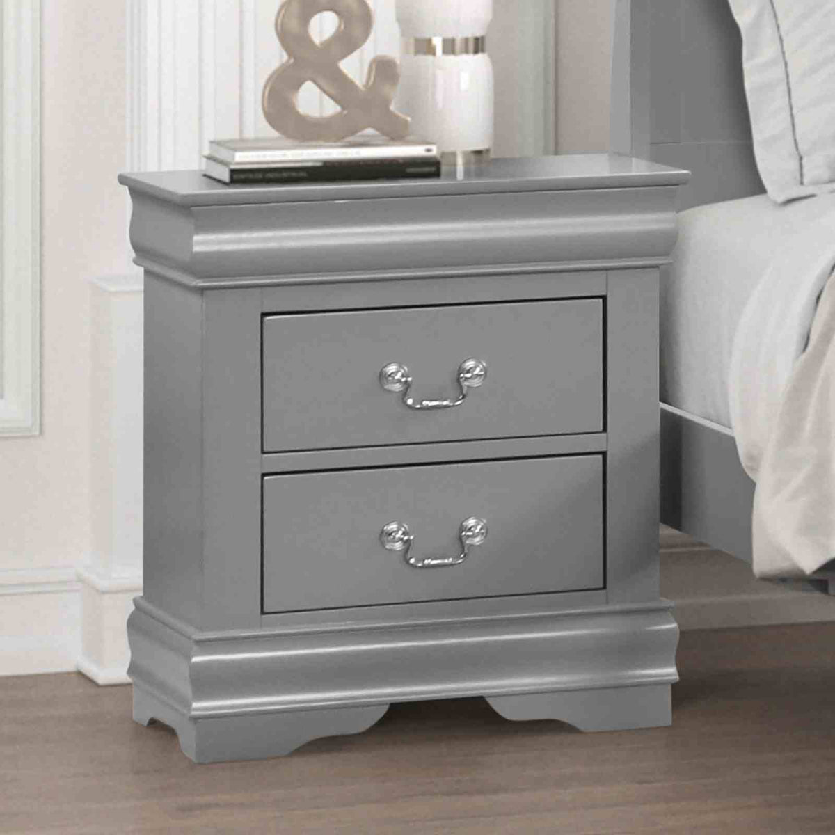 Louis Philippe Gray Night Stand