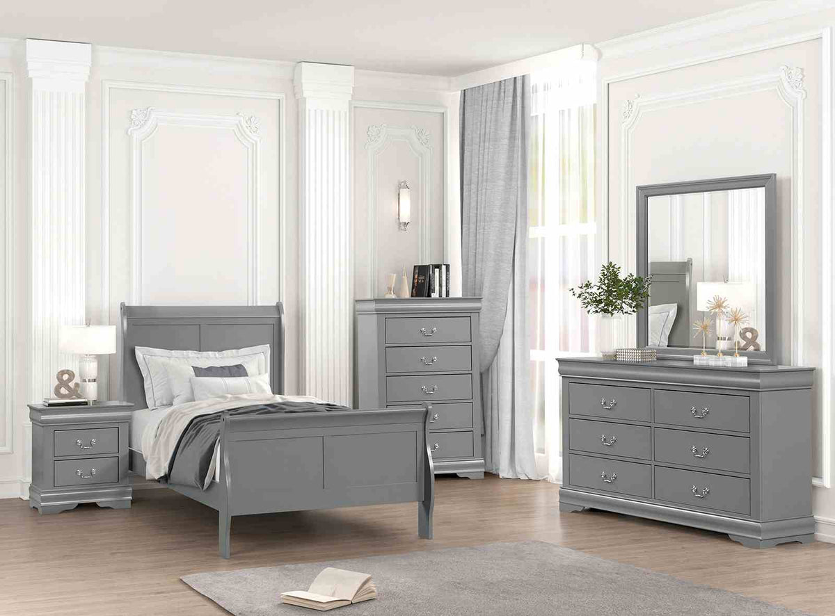 Louis Philippe Gray Twin Bed