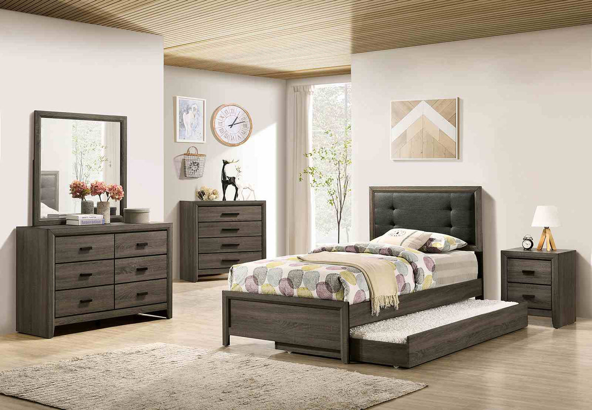 Roanne Gray/Charcoal Twin Bed