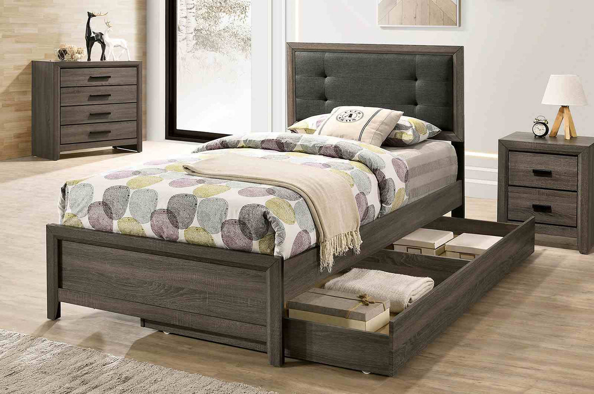 Roanne Gray/Charcoal Twin Bed