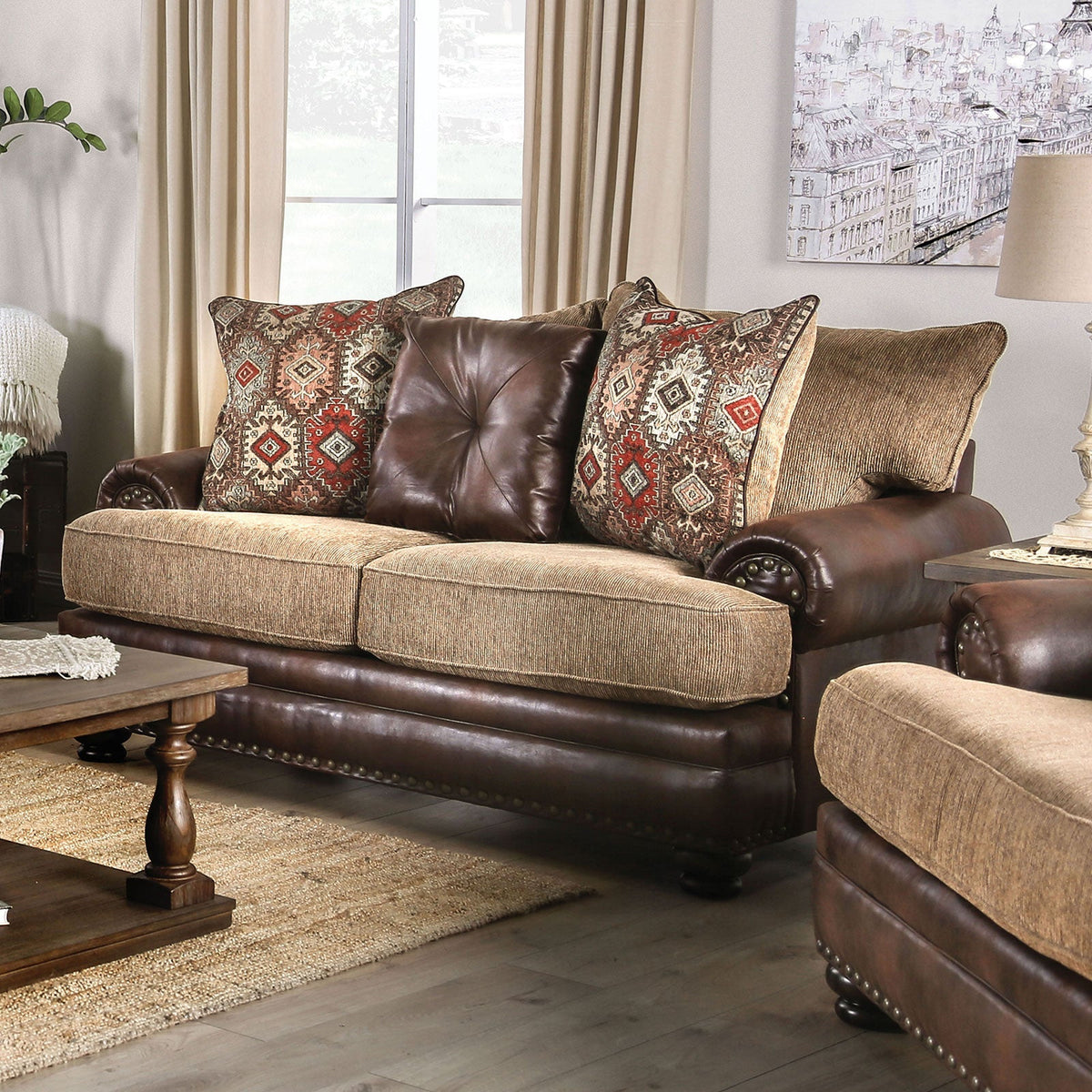 Fletcher Brown/Tan Transitional Living Room Set