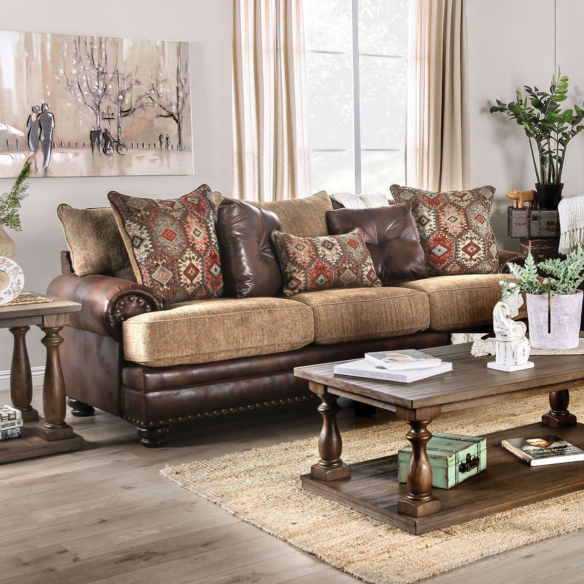 Fletcher Brown/Tan Transitional Living Room Set