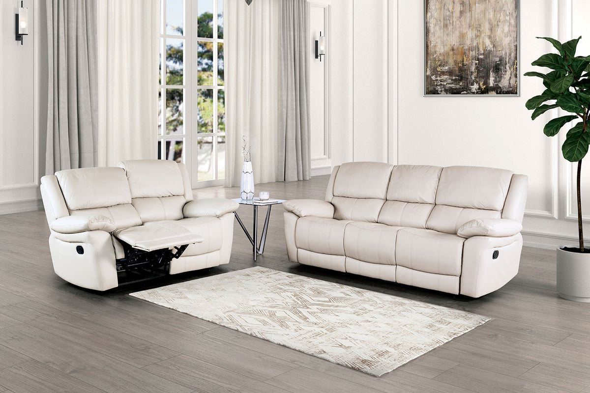Glarus White Loveseat Manual Recliner