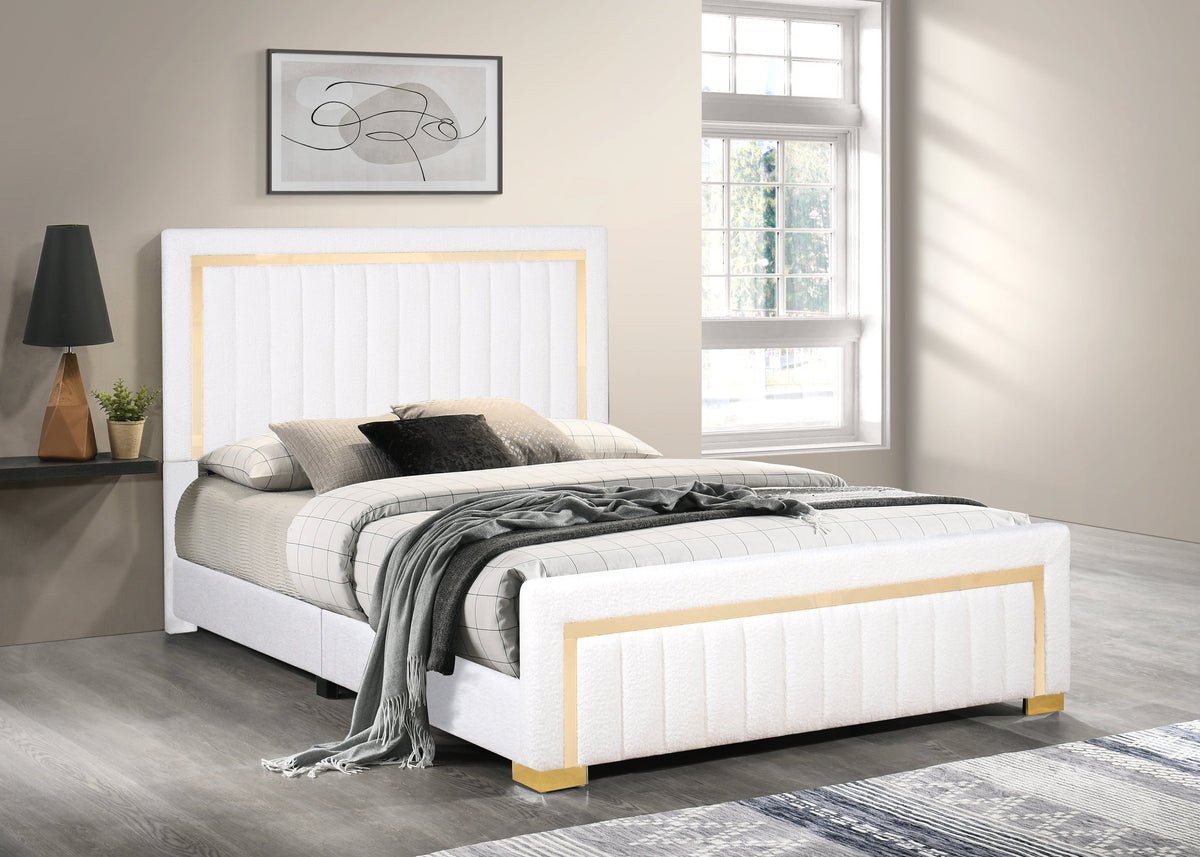 Goodline Off White Boucle Upholstered King Bed