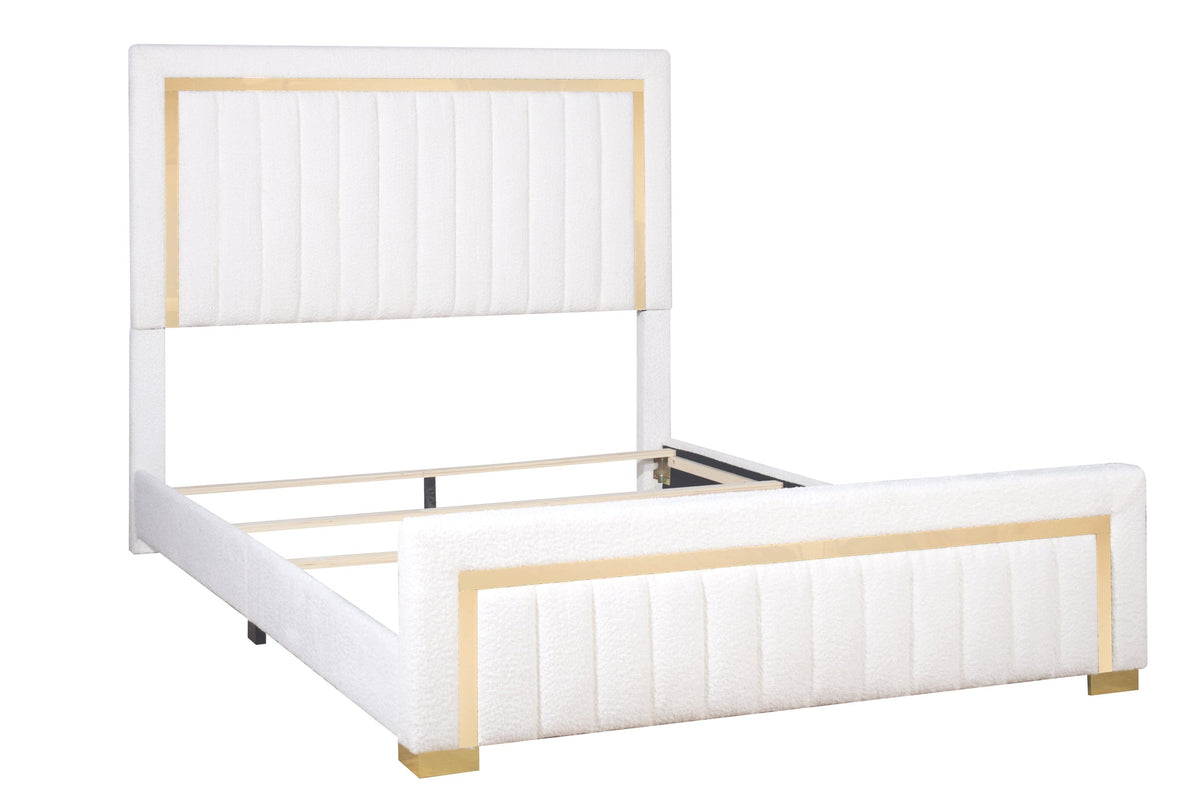 Goodline Off White Boucle Upholstered King Bed