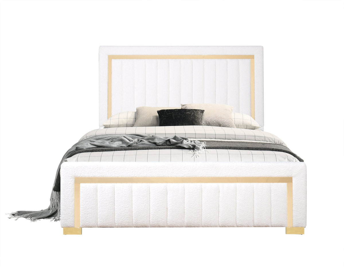 Goodline Off White Boucle Upholstered King Bed