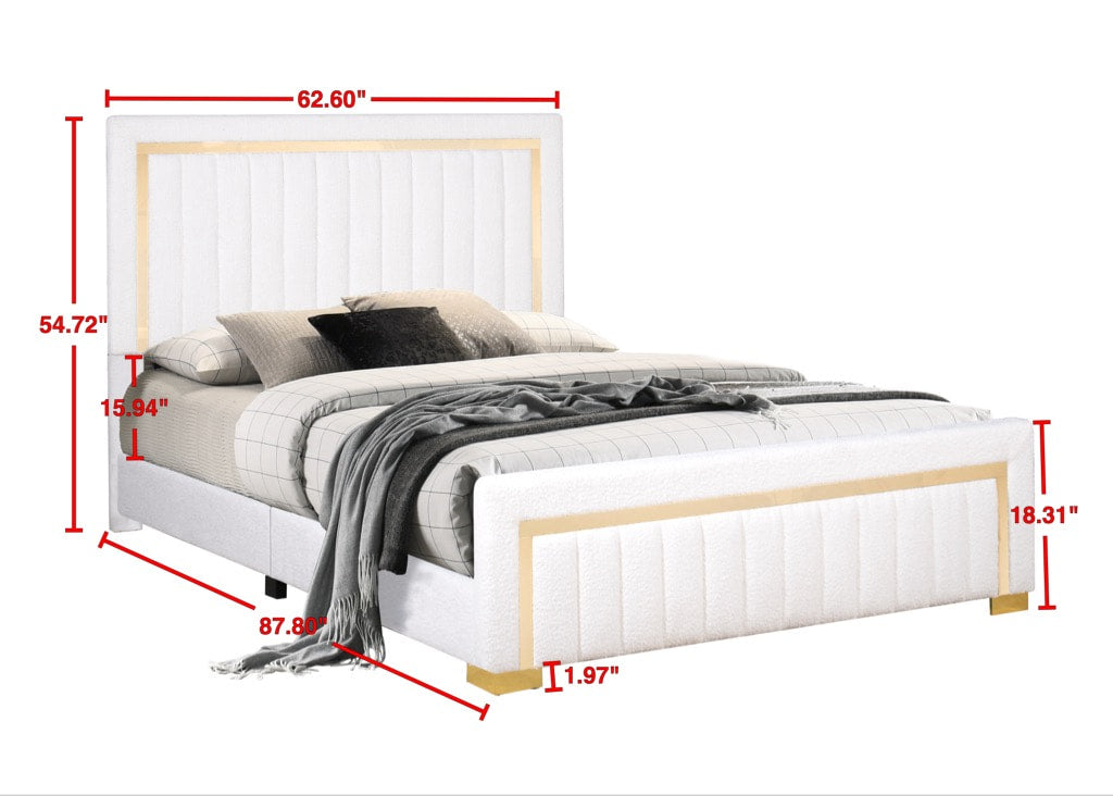 Goodline Off White Boucle Upholstered King Bed