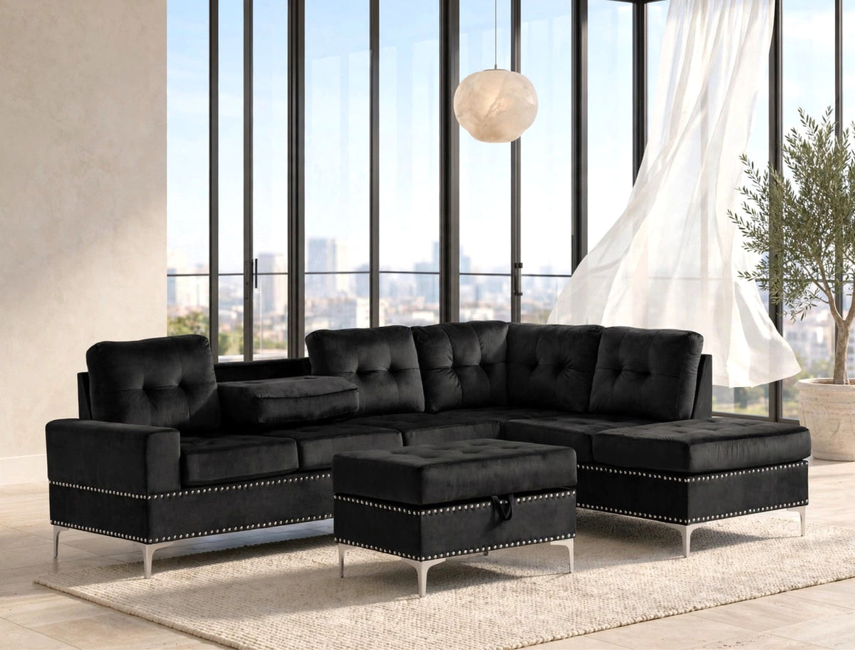 Midnight Reversible Sectional & Ottoman Set - original manufacturer photo 2
