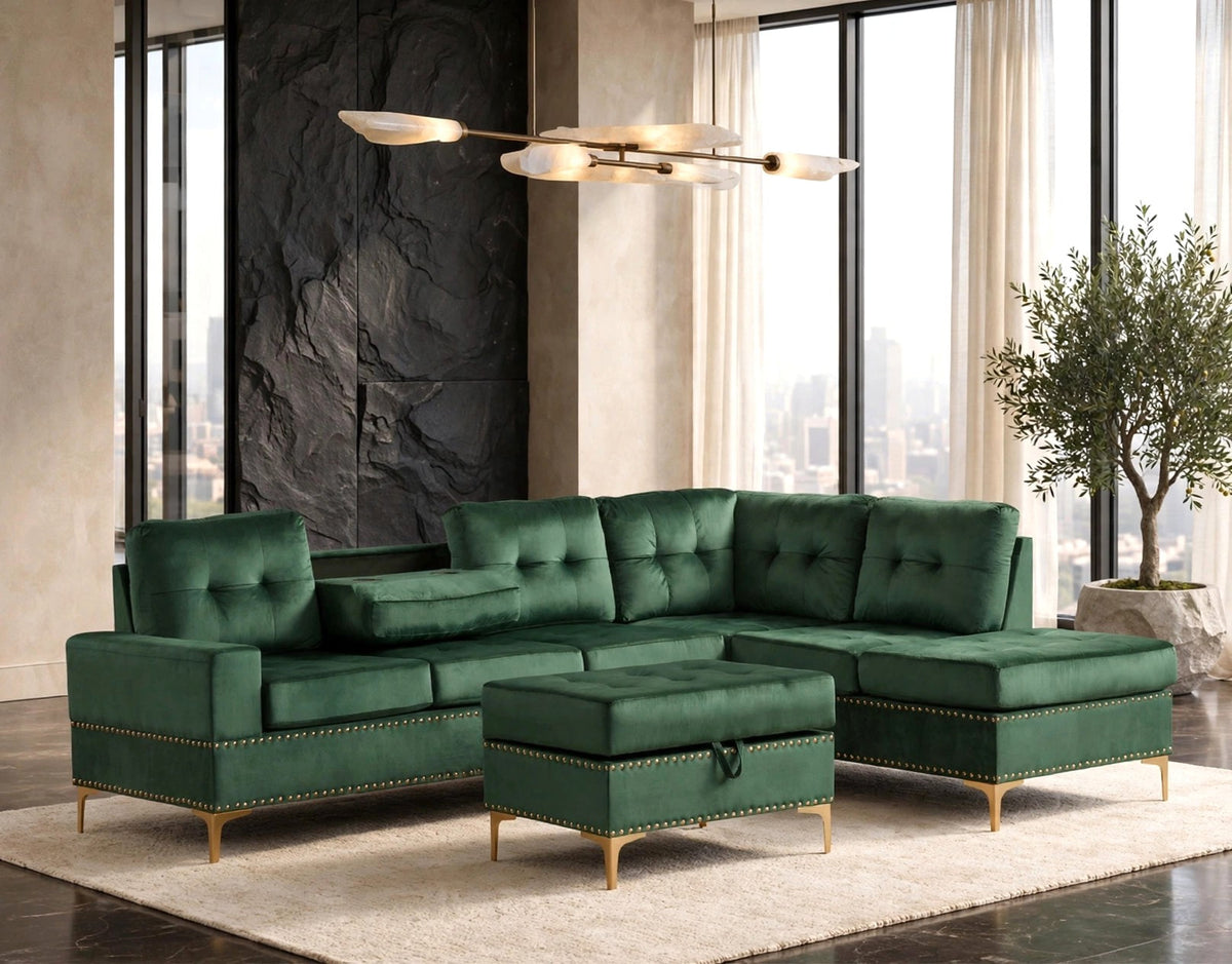 Evergreen Reversible Sectional & Ottoman Set - original manufacturer photo 2