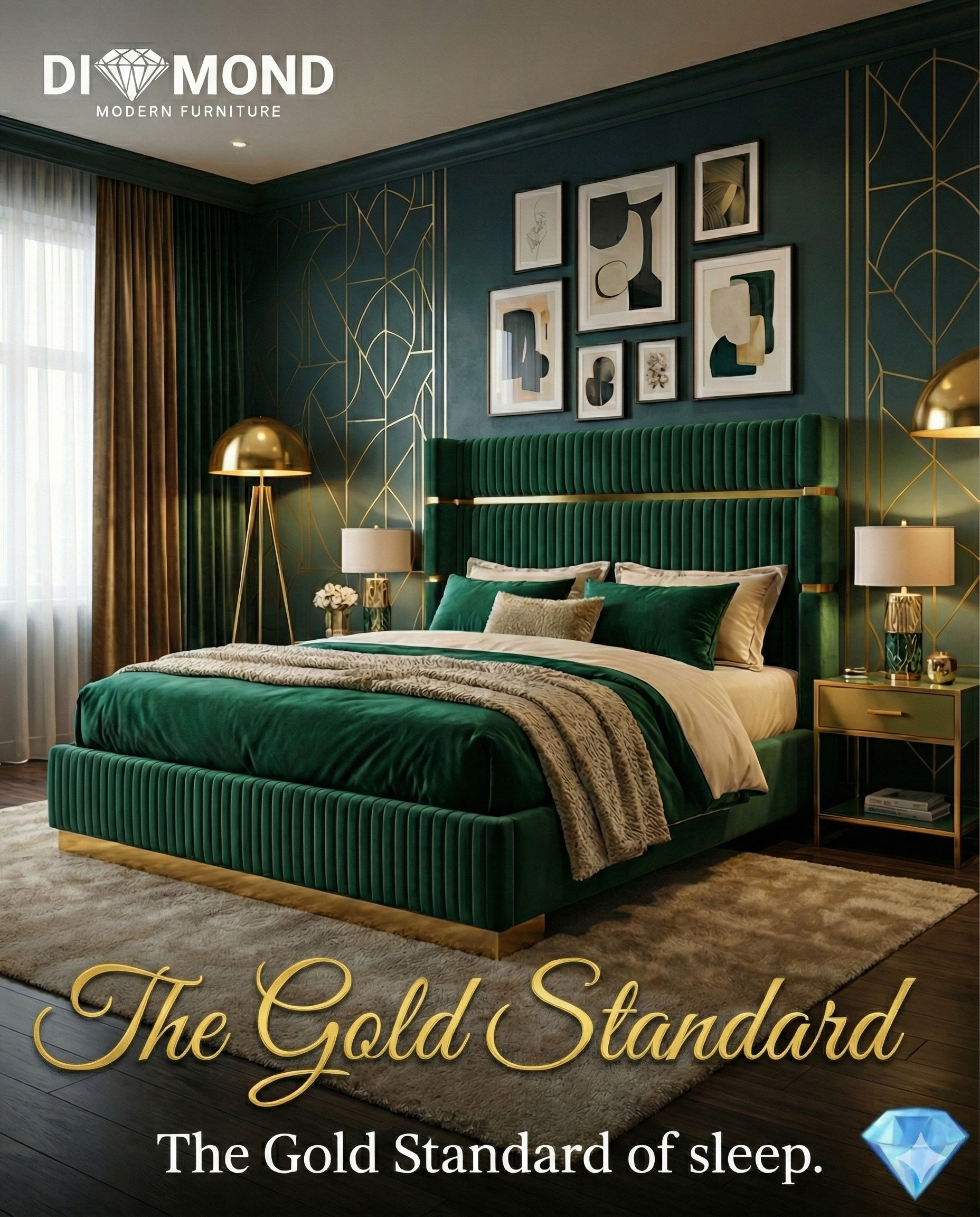 The Belgium  Green Premium Bed Frame