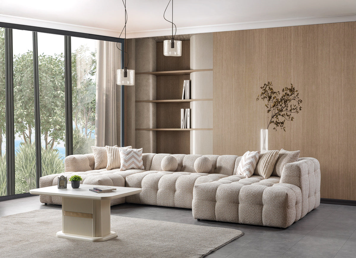 Opulent Dune Boucle Double Chaise Sectional
