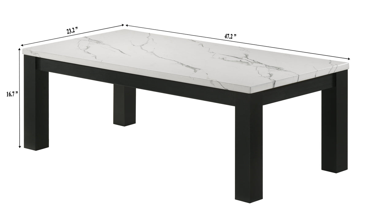 Ivy White Faux Marble 3-Piece Cocktail Set