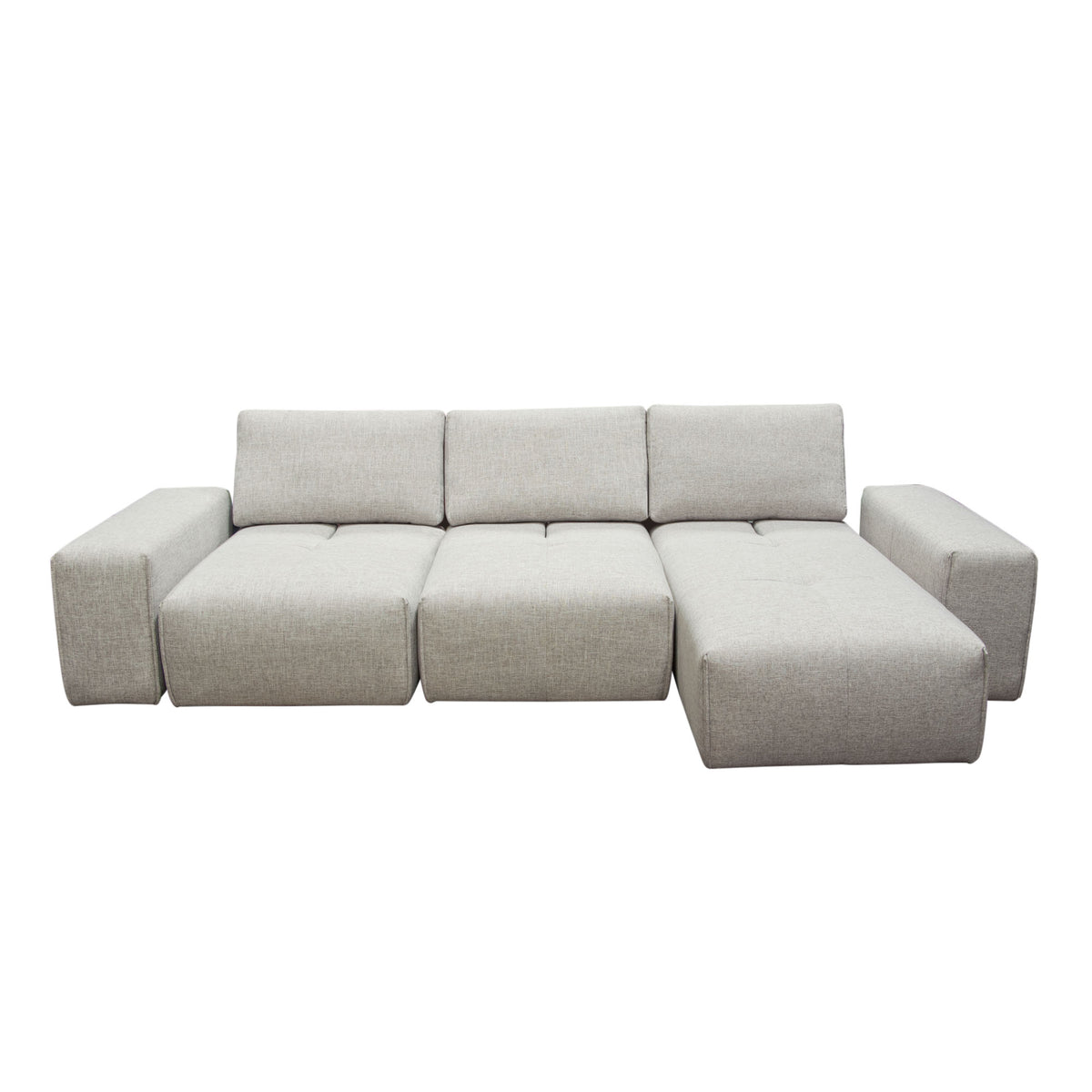 Jazz Modular 3-Seater Chaise Sectional with Adjustable Backrests in Light Brown Fabric