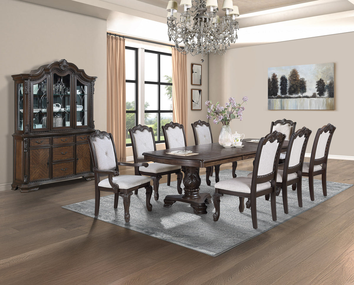 Kiera Coffee Brown / Beige Arm Chair, Set of 2